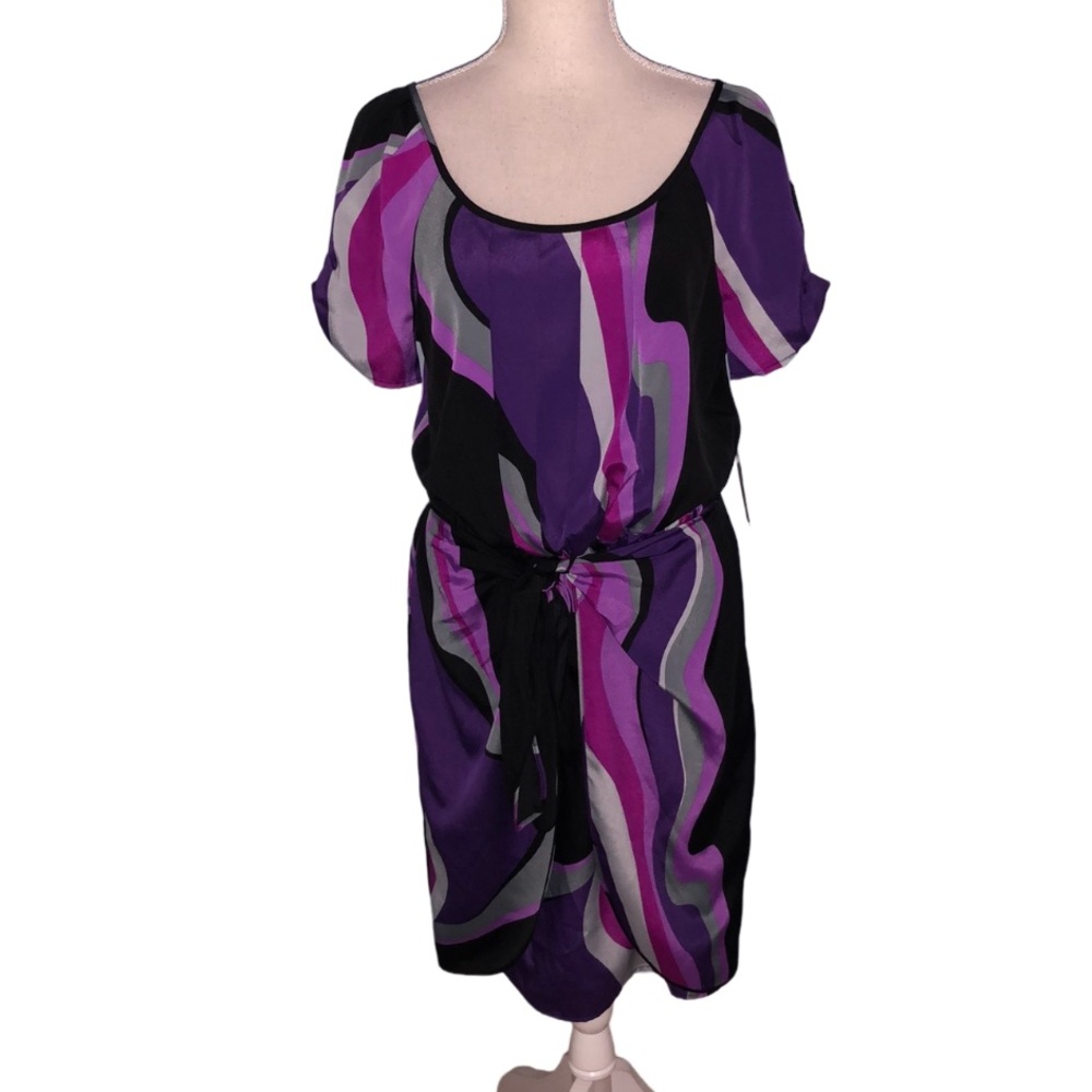 Jessica Simpson multicolored pleated tie front midi dress